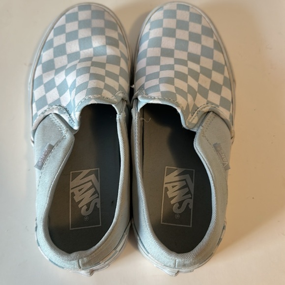 VANS Slip Ons Checkered White and Light Blue, Women’s Size 6.5 - Picture 6 of 8